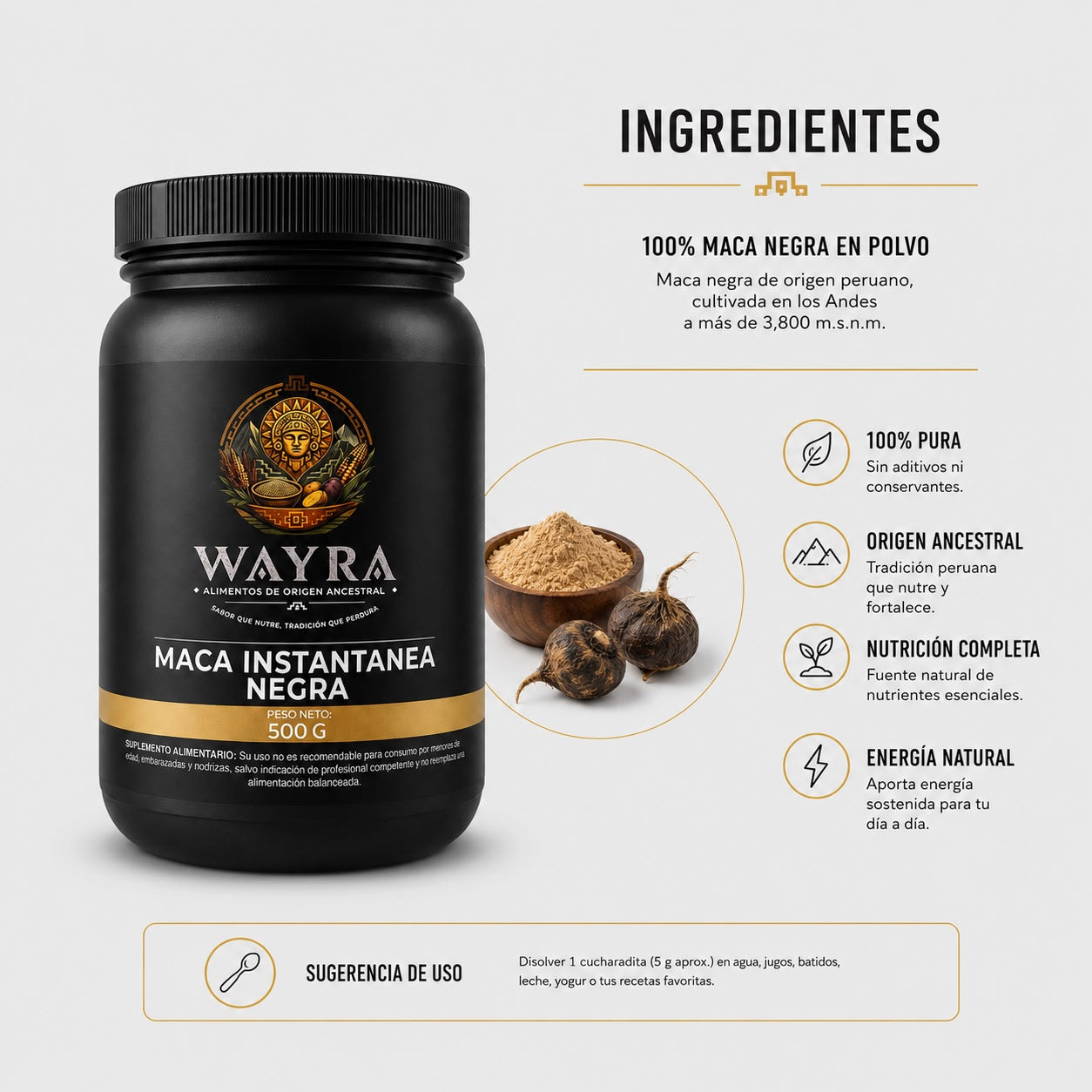 Maca instantanea negra