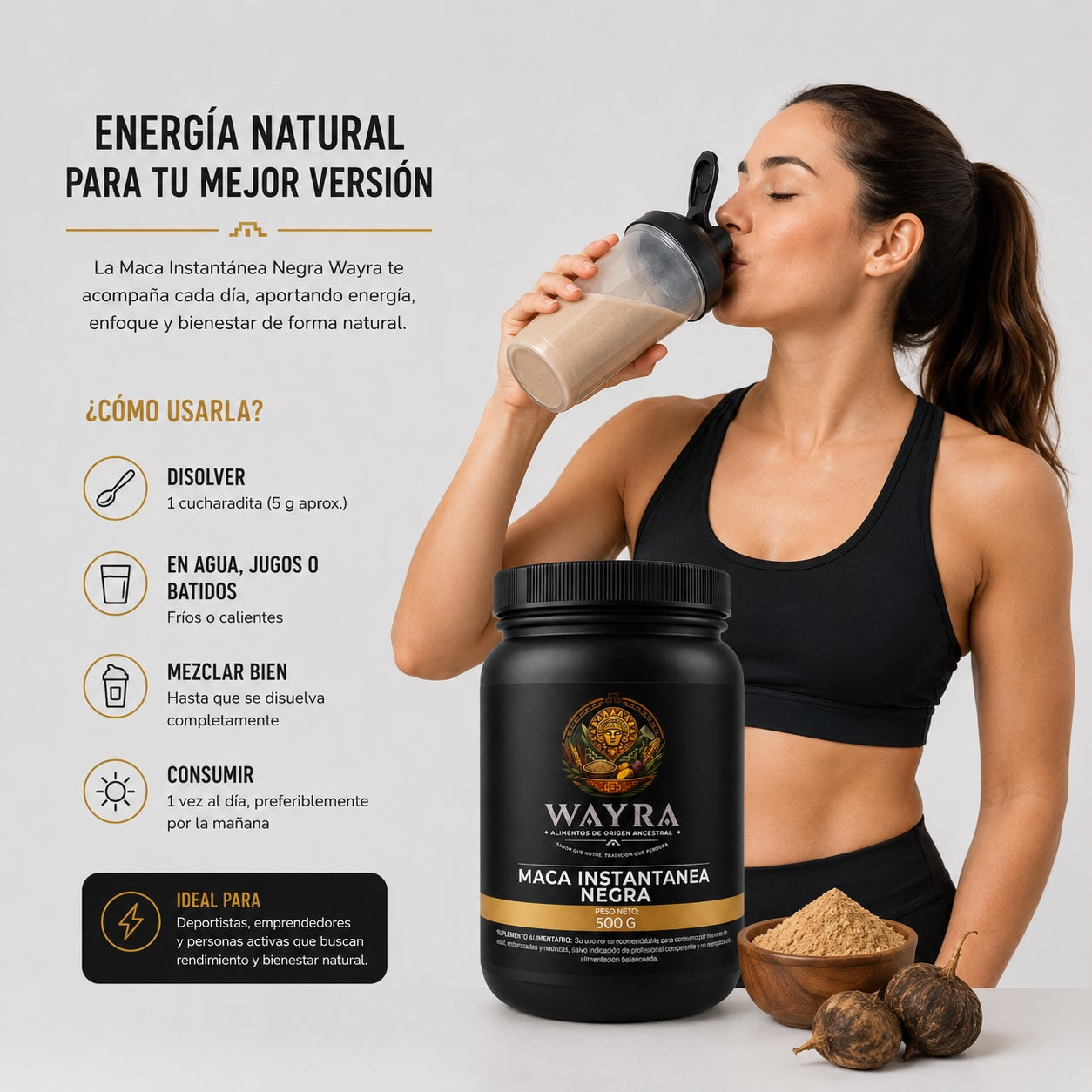 Maca instantanea negra