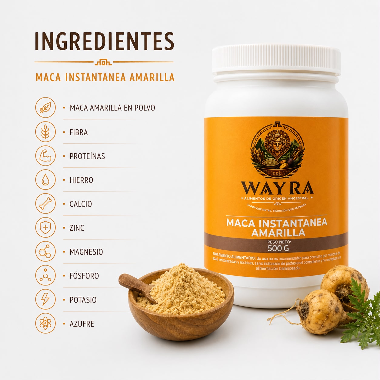 Maca instantanea amarilla